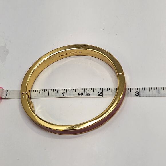 Talbots Coral Pink Enamel Gold Tone Clamper Hinge Bracelet Bangle Layer Casual - Picture 6 of 7